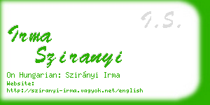 irma sziranyi business card
